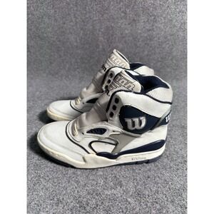 Vintage Wilson Chairman White Leather High Top Tennis Shoes Size 7 Mens NOS READ